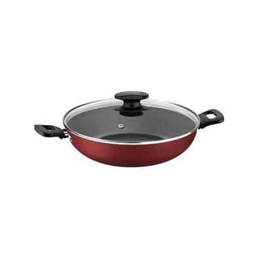 Imagem de Panela Wok com Tampa Tramontina Loreto com Revestimento Interno Antiaderente Starflon T1 Vermelha – 28 cm