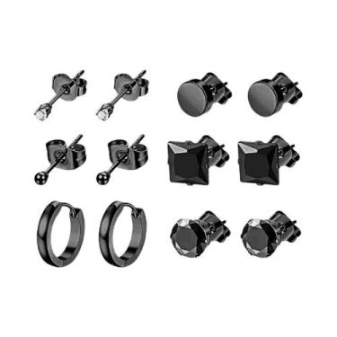 Imagem de Conjunto De Brincos Masculinos Minimalistas Pretos De Aço Inoxidável C