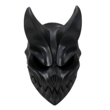 Imagem de Máscara de terror Black Demon Skull Grim Reaper de rosto inteiro para adultos