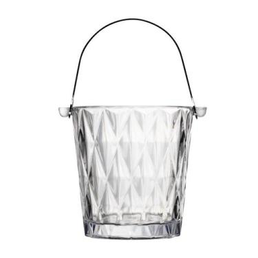 Imagem de Balde para Gelo Lyor Diamond de Vidro com Alça e Pegador 1L