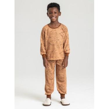 Imagem de Pijama Longo Marrom Infantil Menino Era dos Dinossauros - Molekada, 2