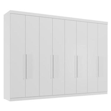 Imagem de Guarda Roupa Casal 8 Portas 4 Gavetas Master New Branco Brilho - Santos Andirá