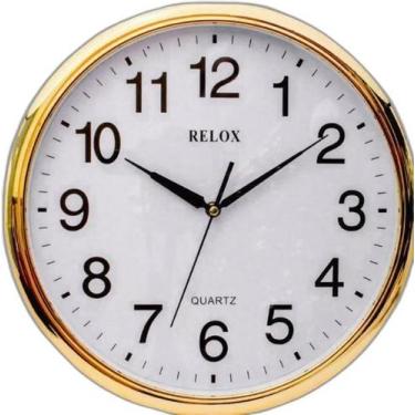 Imagem de Relogio De Parede Grande Branco E Dourado 36X36Cm Lindo - Relox