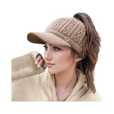 Imagem de Boné De Lã Tricotado Quente Para Adolescentes Femininas, Estilo Outono