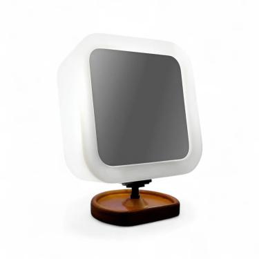 Imagem de Espelho Maquiagem Iluminado Articulado Com Aumento Base De Madeira