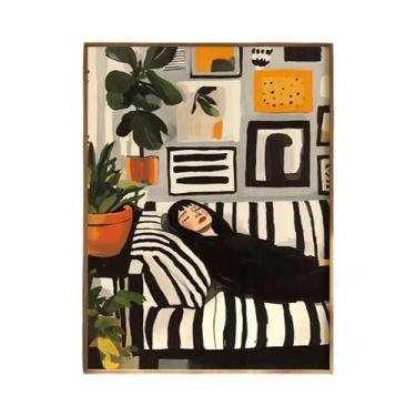 Imagem de Pôster De Arte Abstrata De Mulher Com Flores, Impressões De Parede Min