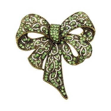 Imagem de Broche de arco cravejado de strass feminino, acessórios de roupas da m