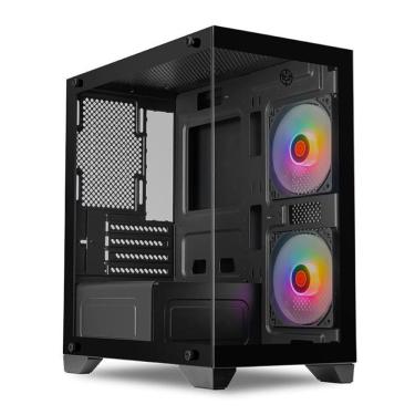 Imagem de Gabinete Gamer TGT Gladiator 2 Fans S/Fonte Rainbow MidTower Lateral Vidro Preto - TGT-GLD-BK