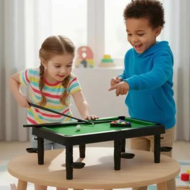 Imagem de Mesinha de Jogo Sinuca 45CM Infantil Snooker Brilhar Com 02 Tacos EM00