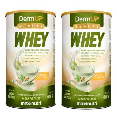 Imagem de Kit 2 DermUp Beauty Whey Sabor Pistache 450g Maxinutri