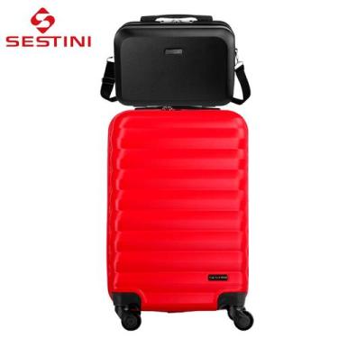 Imagem de Mala Bordo 10kg e Frasqueira Em ABS Super Resistente Original Sestini 