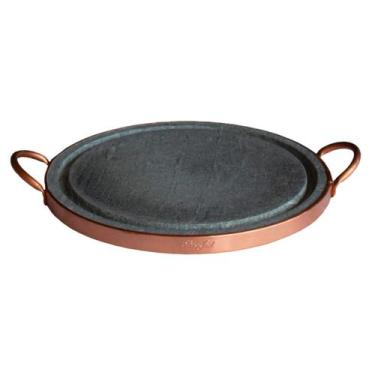Imagem de Pedra para Carnes Pedra Sabão com Alça de Cobre 29 Cm - Industria São 
