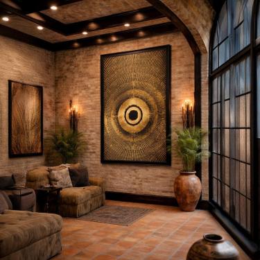 Imagem de Quadro Canvas Abstrato Mandala Dourado 40x30cm Mold Branca