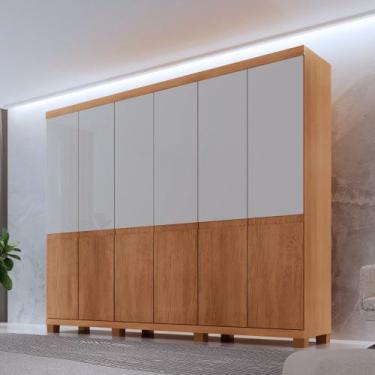 Imagem de Guarda Roupa Casal Bipartido Doble MDF 6 Portas e 4 Gavetas com Pés Mo