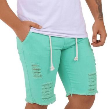 Imagem de Bermuda Jeans Masculina Estilo Detonado 100% Algodão Moderna e Confort