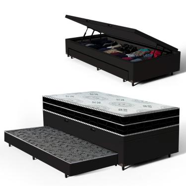Imagem de Cama Box Baú com Colchão de Espuma D45 Pillow In Anjos OrtoConfort + Auxiliar Unique So...