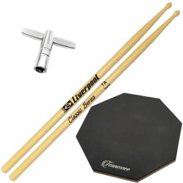 Imagem de Baquetas Liverpool 2B 5A 5B 7A Classic Marfim + Pad Bateria 12 Polegad