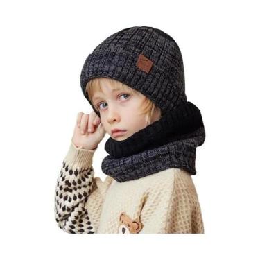 Imagem de Conjunto De Chapéu De Inverno Para Crianças, Forro De Pelúcia, Cacheco