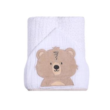 Imagem de Toalha de Banho Bebê Soft Fralda com capuz bordado Papi Friends 90cm x