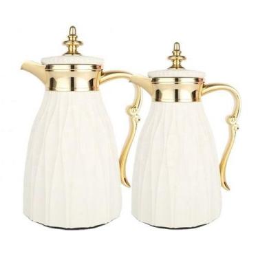 Imagem de Dupla de Garrafa Térmica Clássica Branco e Dourado - La Francesca