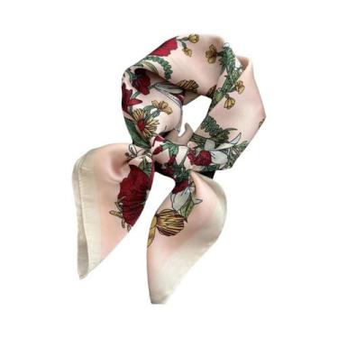 Imagem de Lenço De Seda Luxuoso Feminino 70x70cm, Estilo Praia, Bandana Para Cab