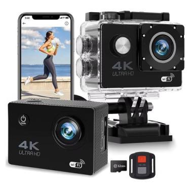 Imagem de Câmera de Ação 4K com Wi-Fi e Controle Remoto por Celular  Grava Vídeo