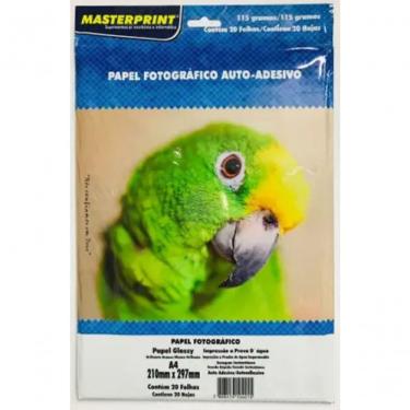 Imagem de Papel Fotográfico Masterprint Papel Foto Glossy Auto Adesivo 115G-M2 A4 20 Folhas Branco
