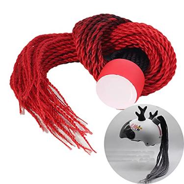 Imagem de Capacete de motocicleta Chifres do Diabo,Estilo de trança suja Decoração de trança para par de motos de snowboard (Black red)