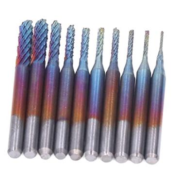 Imagem de Brocas de gravura fresadora de topo, banhado a azul 0,8-3,175mm PCB Cortador de fresagem 1/8 pol. Para PCB para molde de plástico