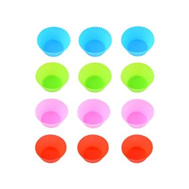 Imagem de Forminha cupcake silicone forneavel 12 unidades (COLORIDAS)