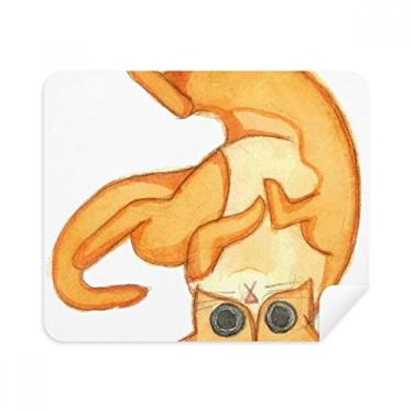 Imagem de Pano de limpeza de tela Miaoji com pintura de gato laranja 2 peças de tecido de camurça