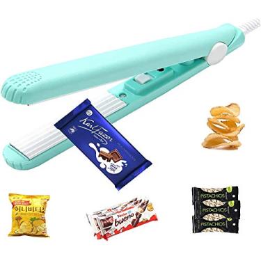 Imagem de Mini selador de saco térmico portátil, selador de alimentos para armazenamento de alimentos, máquina de selagem térmica portátil inteligente com cabo de alimentação de 109,5 cm para sacos de lascas, sacos de plástico, sacos de lanche (azul)