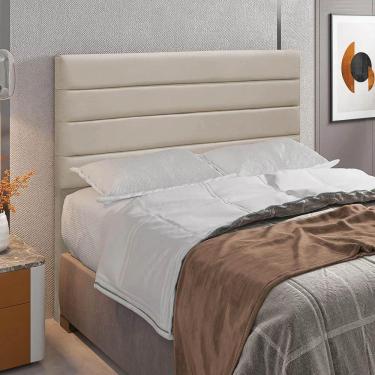 Imagem de Cabeceira Rubi Cama Box Casal 140cm Suede Bege