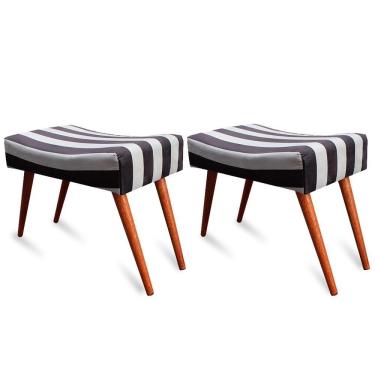 Imagem de Kit 2 Puff Cama inBox Hamburgo Retangular com Pés em Madeira Maciça Tecido Suede