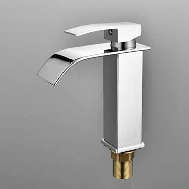 Imagem de Torneira de pia quadrada preta para pia torneira de pia de banheiro torneiras de pia de banheiro quente e frio torneira misturadora de furo único itens de cozinha, prata