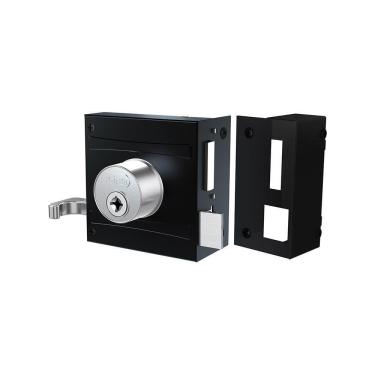 Imagem de Fechadura Stam 1701/80 Portão Sobrepor Tetra com 4 Chaves Preto Fosco