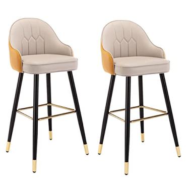 Imagem de Cadeira De Barra De Altura De 30"com Bancos De Barra Lombar, Altura Do Balcão Com Armas De Barstool Da Ilha De Cozinha, Assento Estofado De Pedestres De Couro Nappa, Para Bares, Café, Lounge, Pubs