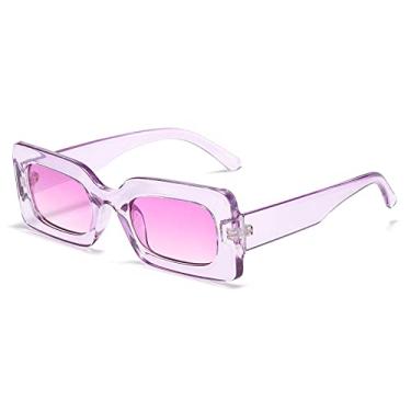 Imagem de Óculos de sol femininos moda vintage moldura retangular roxo rosa óculos quadrados meninas óculos de sol femininos óculos uv400, roxo duplo roxo, china