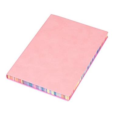 Imagem de Caderno de couro de capa mole bloco de notas de negócios diário de viagem fita marcador de páginas 200 páginas com linhas largas 6 cores material de escritório, rosa, 4 peças