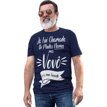 Imagem de Camiseta Vovô Presente Dia Dos Pais Frase Avô Nomes Colorida Azul Mari
