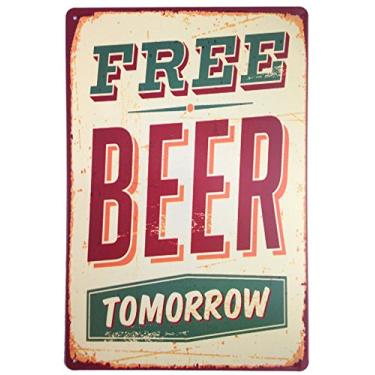 Imagem de Erlood Free Beer Tomorrow Vintage Tin Sign Wall Decor 20 X 30 Cm, New,