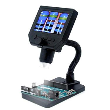 Imagem de Qudai Microscópio portátil do LCD G600 Digital com brilho alto 8 diodos emissores de luz e bateria de lítio incorporado NP