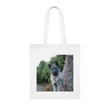 Imagem de Sacola de cachorro Elkhound norueguês, presente de cachorro Elkhound norueguês, aniversário de cachorro Elkhound norueguês bolsa de ombro para cachorro Elkhound norueguês, Branco