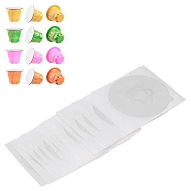 Imagem de cápsulas reutilizáveis de 40 peças Vertuoline cápsulas de café compatíveis com Nespresso Vertuoline,Tampas de folhas de alumínio, vedações de tampa de 57 mm para cápsulas recarregáveis