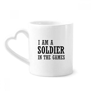 Imagem de Caneca I Am A Soldier In The Games Caneca de café cerâmica copo de coração de vidro