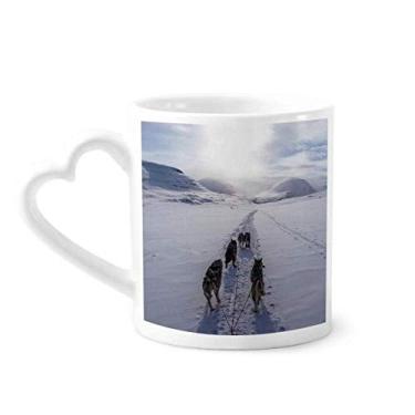 Imagem de Caneca de cachorro animal neve husky imagem caneca café cerâmica copo de coração de vidro