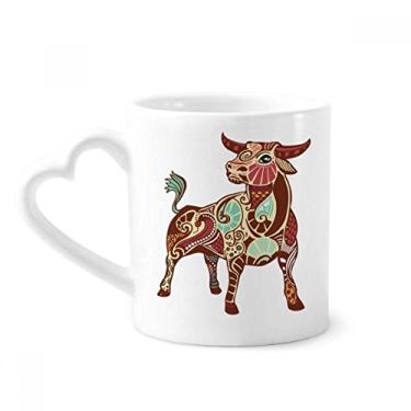 Imagem de Caneca com símbolo do zodíaco da constelação de Touro caneca de café cerâmica copo de coração de vidro