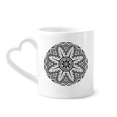 Imagem de Caneca preta branca estilo árabe caneca café cerâmica copo de coração de vidro