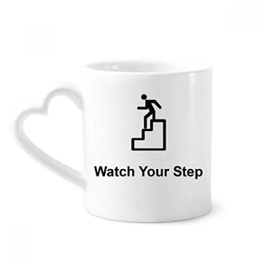 Imagem de Watch Your Step Black Symbol Pattern Mug Coffee Ceramic Drinkware Glass Heart Cup