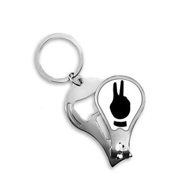 Imagem de Cortador de unhas com padrão de contorno de dois gestos, abridor de chaveiro, tesoura